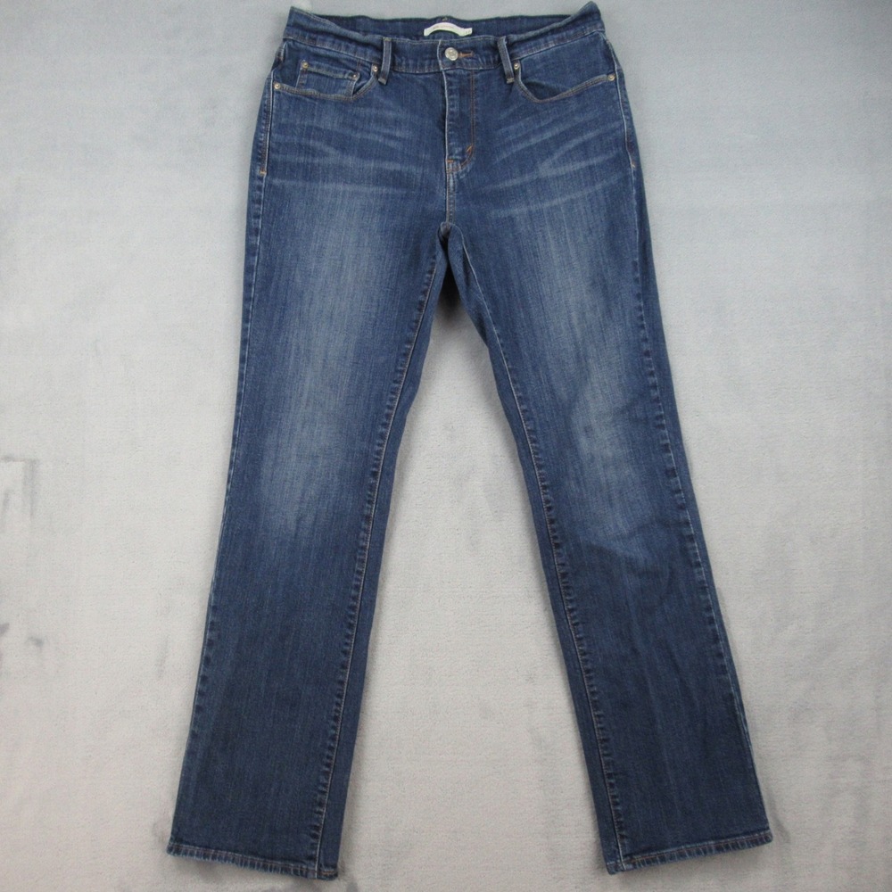 Levis 505 Straight Leg Jean Womens 10M Blue Dark Wash Stretch 15505-0111 W30 L32